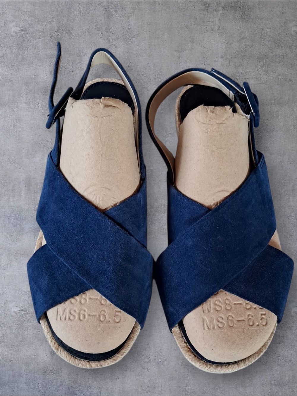 Louise et Cie Navy Suede Crisscross Slingback Sandals - Picture 2 of 4